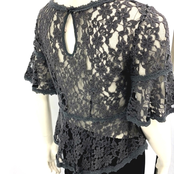 Free People Women's XS Gray-Green Lightweight Lace Embroidered Cotton Bl… - Picture 7 of 8